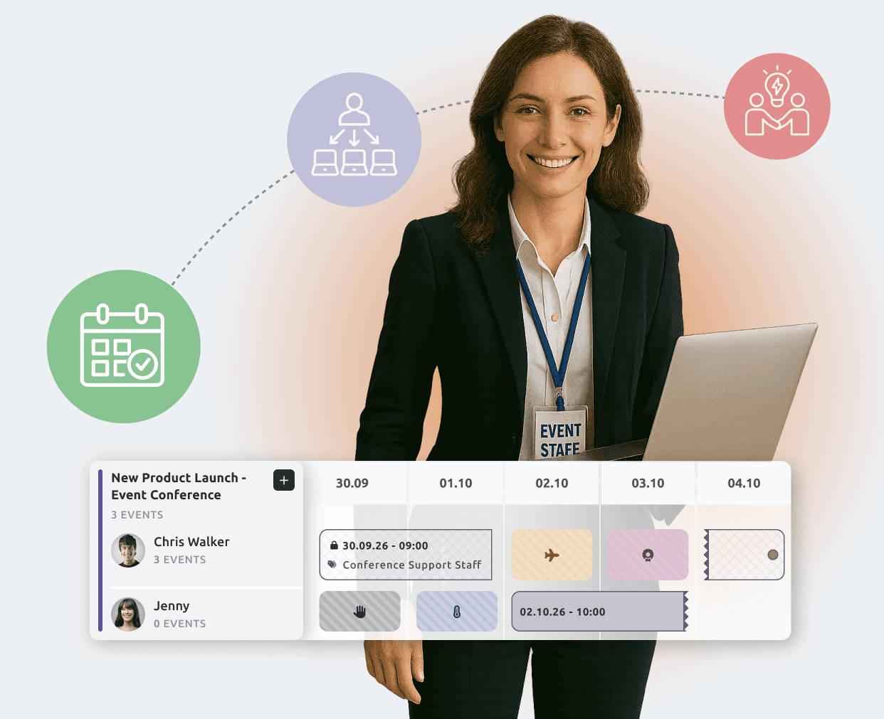 Event manager using TIMIFY Course Planner to schedule multi-day MICE events with automated resource allocation and conflict-free planning