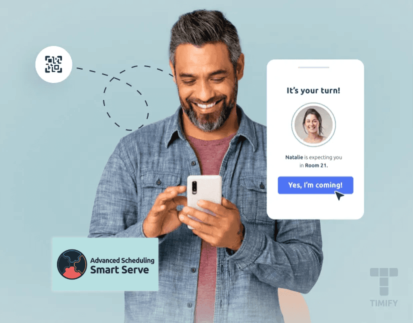 a man woking an appointment via the timify queuing app