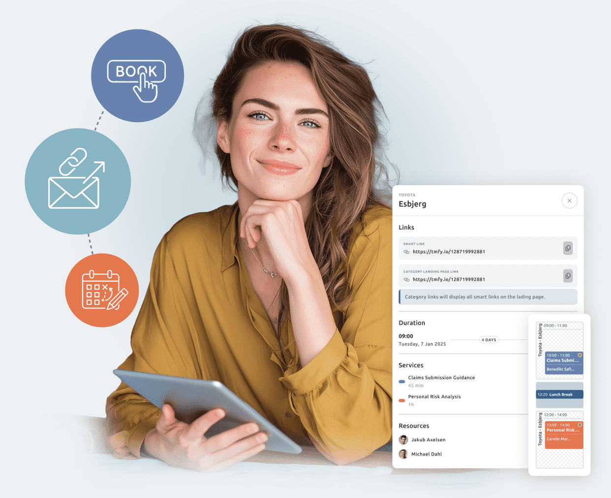 Woman with a tablet and Smart Links app