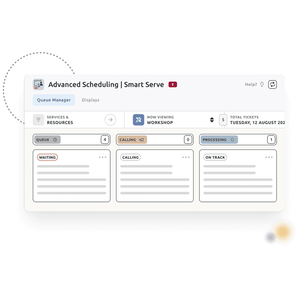 staff illustration of smart serve, the queue manager