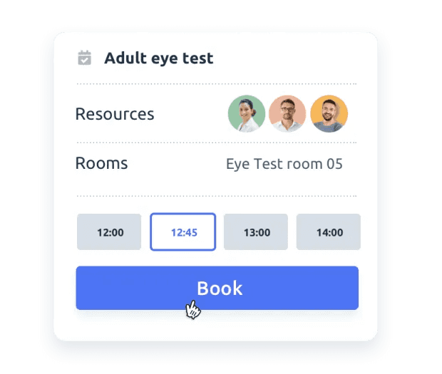 a booking widget for an adult eye test