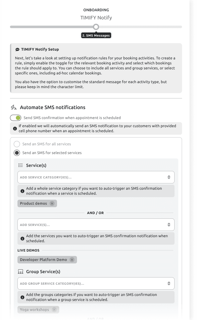 set up when it will be sent