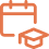 Symbol eines Kalenders mit Doktorhut, steht für Hochschulen und Universitäten.