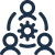 Icon of a group with a gear symbol, representing simplified group class management.