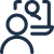 Icon of a person in front of a checklist, representing equipment allocation to participants.