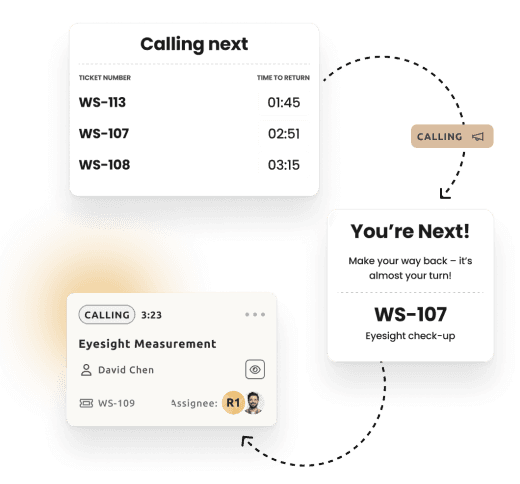 three screenshots showcasing the customer updates smart serve sends to customers