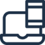 An Icon of a computer with a receipt, representing automatic equipment allocation.