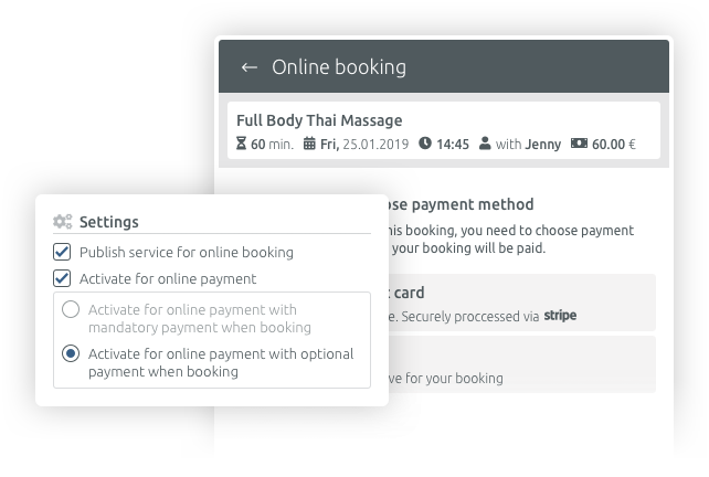 Online payment for appointment bookings