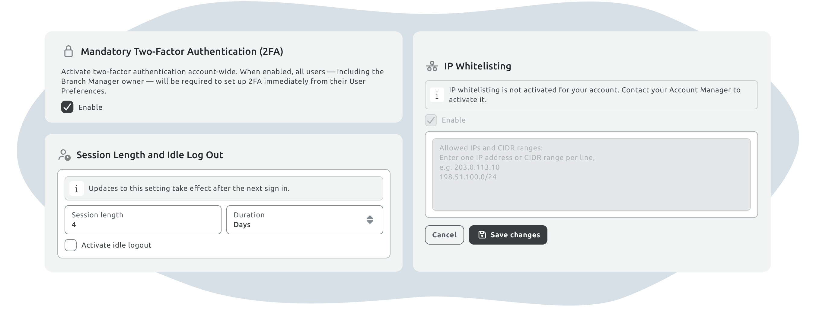 ip whitelisting settings