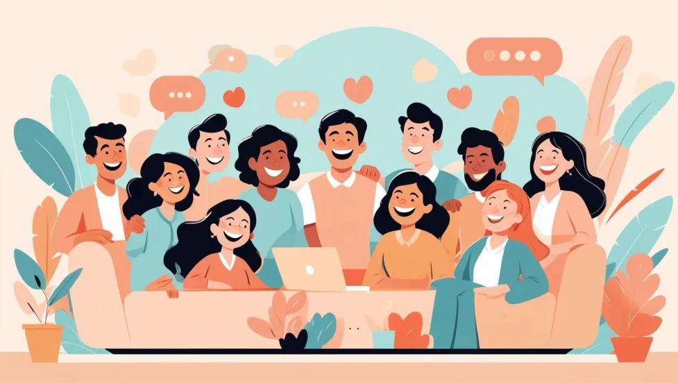 a diverse group of people in front of a laptop