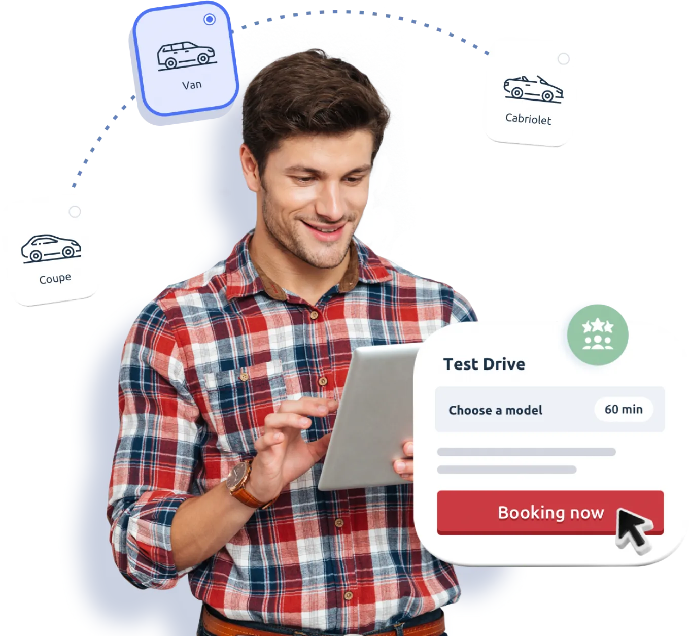 a man booking a test drive online