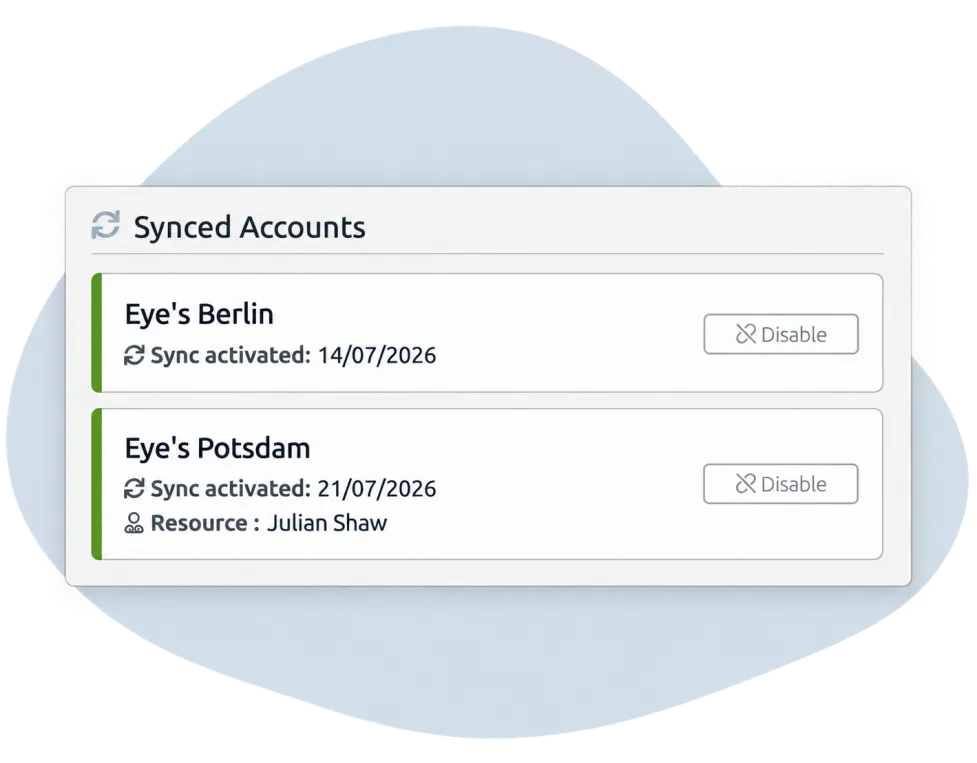 Synced accounts in TIMIFY