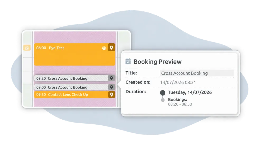 Synced bookings across accounts for one ressource