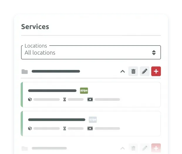 TIMIFY Global Services Oberfläche zur zentralen Verwaltung und Verteilung von Leistungen über mehrere Standorte hinweg.
