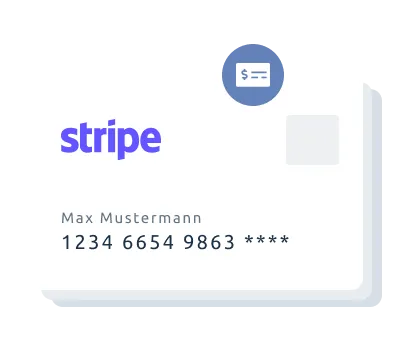 logotipo de Stripe y un gráfico de una tarjeta de crédito