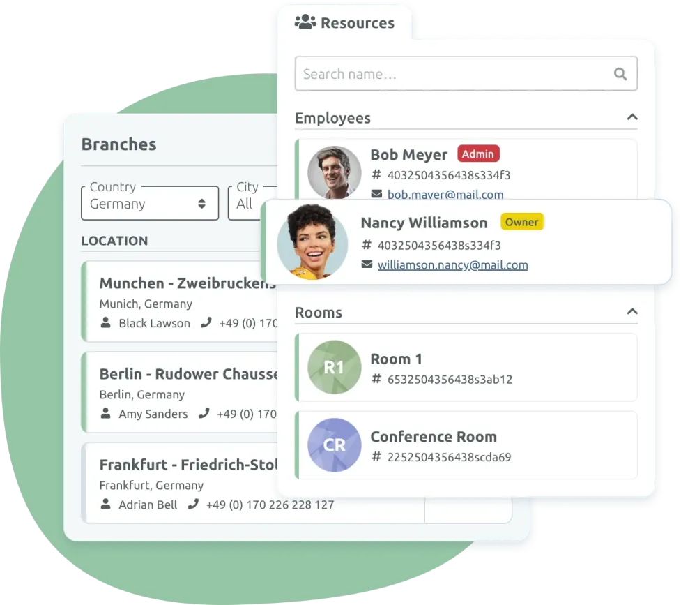 Visual que representa el control centralizado de reservas en múltiples ubicaciones empresariales.