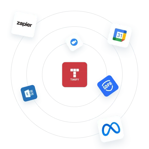 TIMIFY logo surrounded by other integration logos