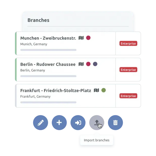 Visual que representa la incorporación sencilla de nuevas sucursales.