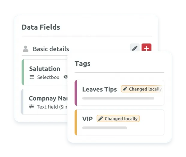 Gestión global de etiquetas y campos de datos