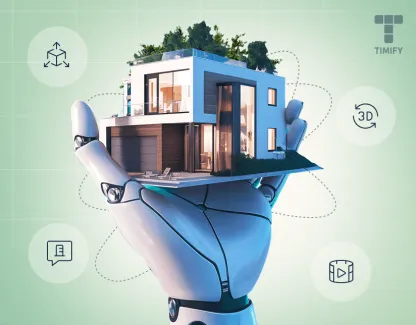 a man of a robot holing a house